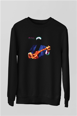Dire Straits Baskılı Unisex Siyah Sweatshirt