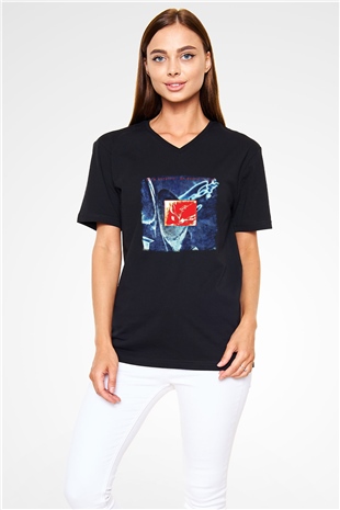Dire Straits Baskılı Unisex Siyah V Yaka Tişört