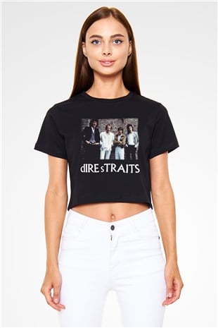 Dire Straits Siyah Crop Top Tişört