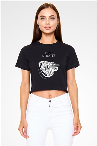 Dire Straits Siyah  Crop Top Tişört