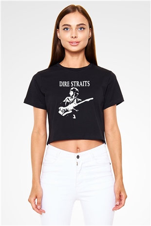 Dire Straits Siyah Crop Top Tişört