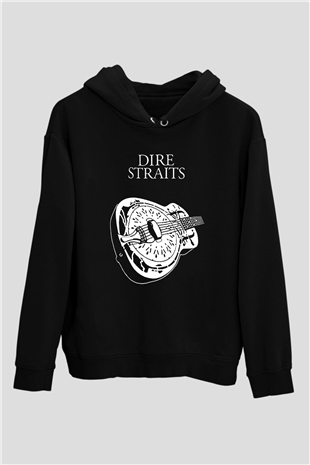 Dire Straits Siyah Unisex Kapüşonlu Sweatshirt