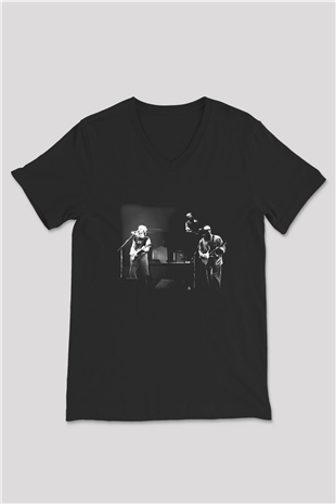 Dire Straits Siyah Unisex V Yaka Tişört T-Shirt