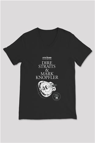 Dire Straits Siyah Unisex V Yaka Tişört T-Shirt