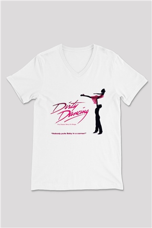 Dirty Dancing Beyaz Unisex V Yaka Tişört