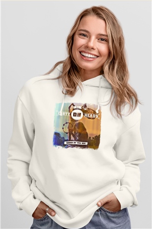 Dirty Heads Baskılı Unisex Beyaz Hoodie