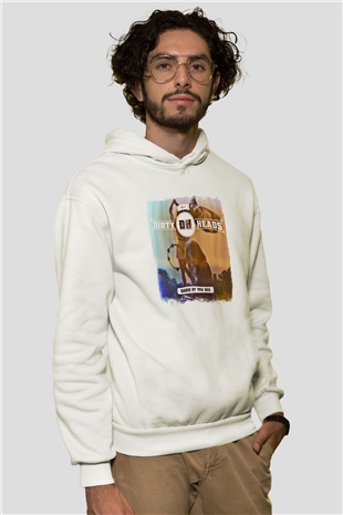 Dirty Heads Baskılı Unisex Beyaz Hoodie