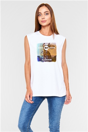 Dirty Heads Baskılı Unisex Beyaz Kolsuz Tişört