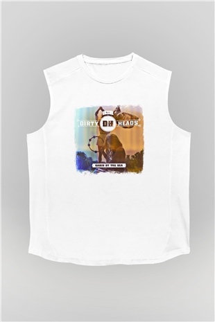 Dirty Heads Baskılı Unisex Beyaz Kolsuz Tişört