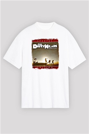 Dirty Heads Baskılı Unisex Beyaz Oversize Tişört