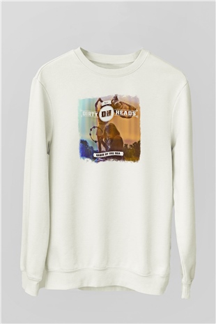 Dirty Heads Baskılı Unisex Beyaz Sweatshirt