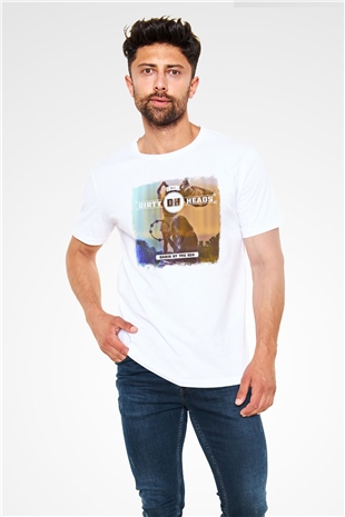 Dirty Heads Baskılı Unisex Beyaz Tişört