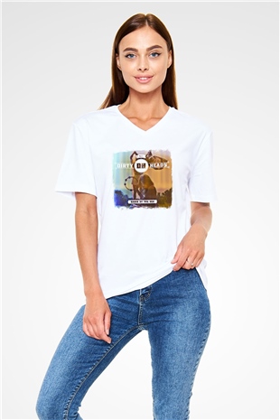 Dirty Heads Baskılı Unisex Beyaz V Yaka Tişört
