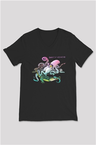 Dirty Heads Siyah Unisex V Yaka Tişört