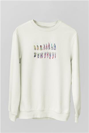 Diş Diyagramı Baskılı Unisex Ekru Sweatshirt