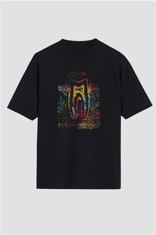 Diş Diyagramı Baskılı Unisex Oversize Tişört - Tshirt
