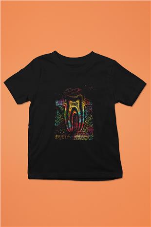 Diş Diyagramı Baskılı Unisex Siyah Çocuk Tişörtü - Tshirt
