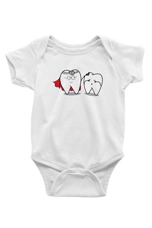 Diş hekimi Baskılı Beyaz Unisex Bebek Body - Zıbın