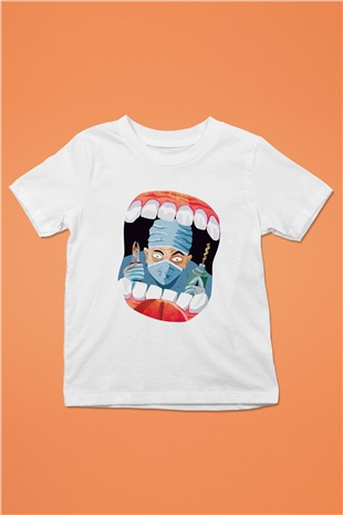 Diş hekimi Baskılı Beyaz Unisex Çocuk Tişört