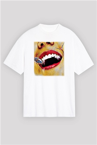 Diş hekimi Beyaz Unisex Oversize Tişört T-Shirt