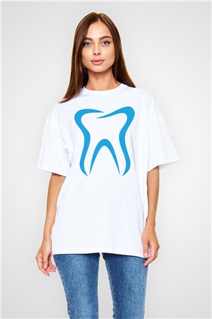 Diş hekimi Beyaz Unisex Oversize Tişört T-Shirt