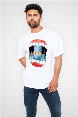 Diş hekimi Beyaz Unisex Oversize Tişört T-Shirt