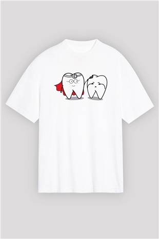 Diş hekimi Beyaz Unisex Oversize Tişört T-Shirt
