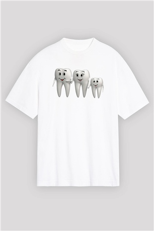 Diş hekimi Beyaz Unisex Oversize Tişört T-Shirt