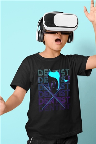 Diş Hekimi Siyah Unisex Çocuk Tişört