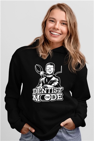 Diş Hekimi Siyah Unisex Kapüşonlu Sweatshirt