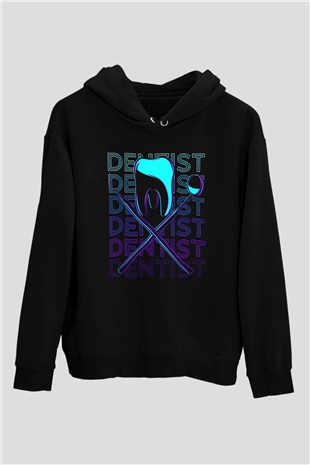 Diş Hekimi Siyah Unisex Kapüşonlu Sweatshirt