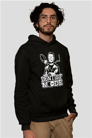Diş Hekimi Siyah Unisex Kapüşonlu Sweatshirt
