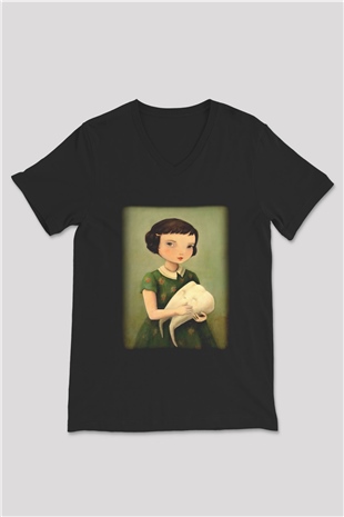 Diş hekimi Siyah Unisex V Yaka Tişört T-Shirt