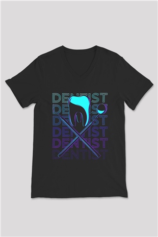 Diş Hekimi Siyah Unisex V Yaka Tişört