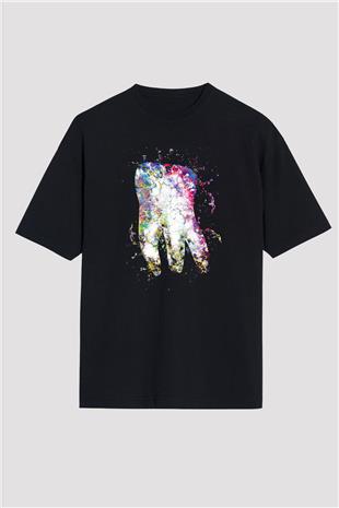 Diş İllustrasyon Baskılı Unisex Oversize Tişört - Tshirt