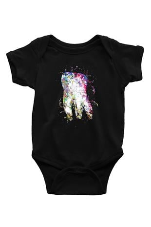 Diş İllustrasyon Baskılı Unisex  Siyah Bebek Body - Zıbın