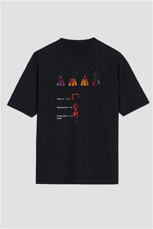 Diş İmplantları Baskılı Unisex Oversize Tişört - Tshirt