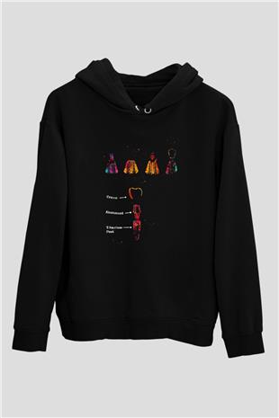 Diş İmplantları Baskılı Unisex Siyah Hoodie