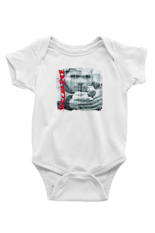 Discharge Baskılı Unisex Beyaz Bebek Body - Zıbın