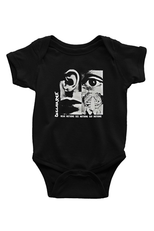 Discharge Baskılı Unisex Siyah Bebek Body - Zıbın
