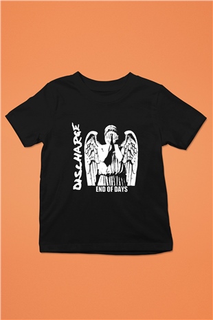 Discharge Baskılı Unisex Siyah Çocuk Tişört