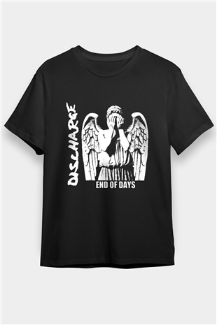 Discharge Baskılı Unisex Siyah Tişört