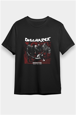 Discharge Baskılı Unisex Siyah Tişört