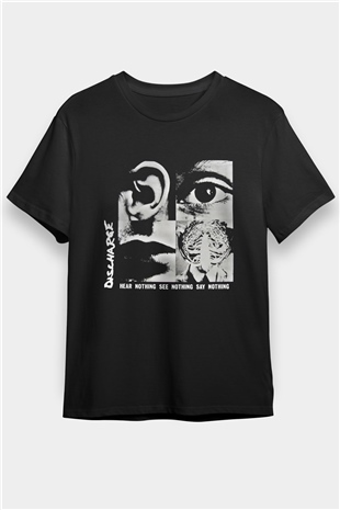 Discharge Baskılı Unisex Siyah Tişört