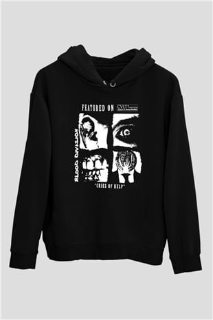 Discharge Siyah Unisex Hoodie