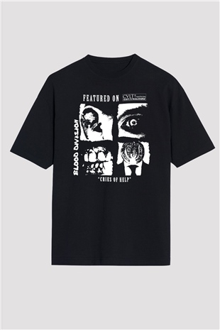 Discharge Siyah Unisex Oversize Tişört T-Shirt