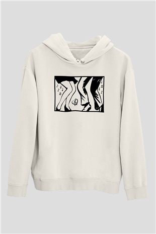 Disko Beyaz Unisex Hoodie