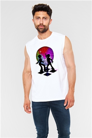 Disko Beyaz Unisex Kolsuz Tişört