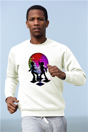 Disko Beyaz Unisex Sweatshirt