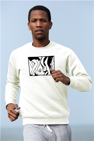 Disko Beyaz Unisex Sweatshirt